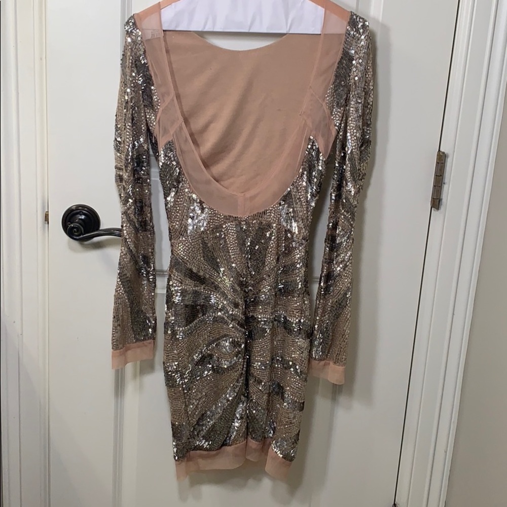 Topshop Silver Sequined Backless Cocktail Dress